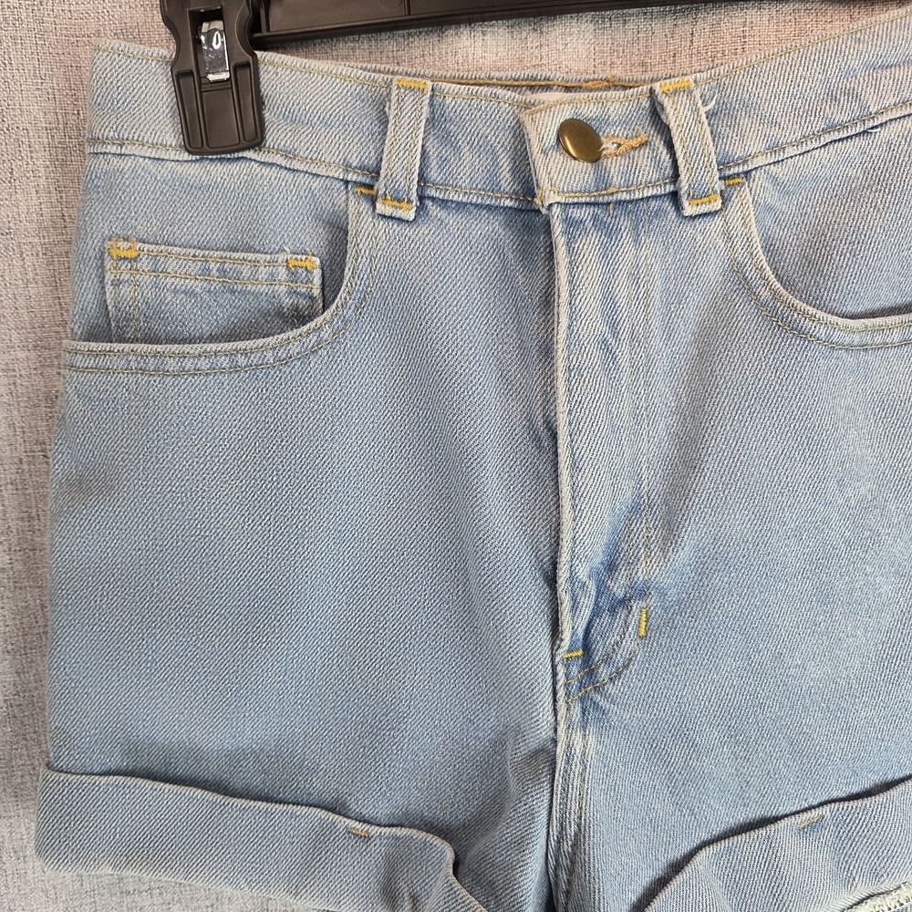 American Apparel Womens Denim Cuffed Shorts High Rise Size 25 Festival Beach - Picture 2 of 8